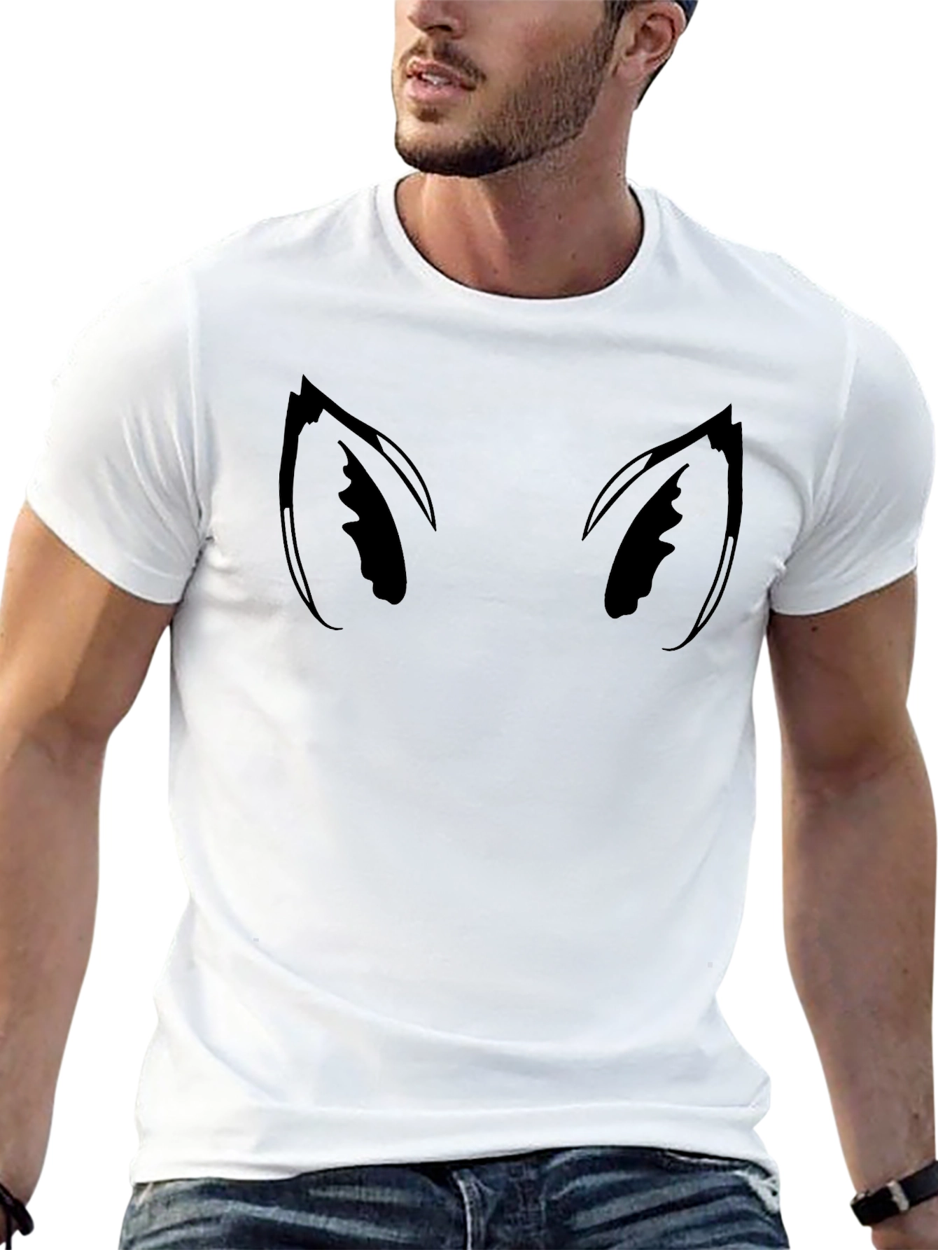 Cat Eyes Graphic Tee - Black Cotton Blend