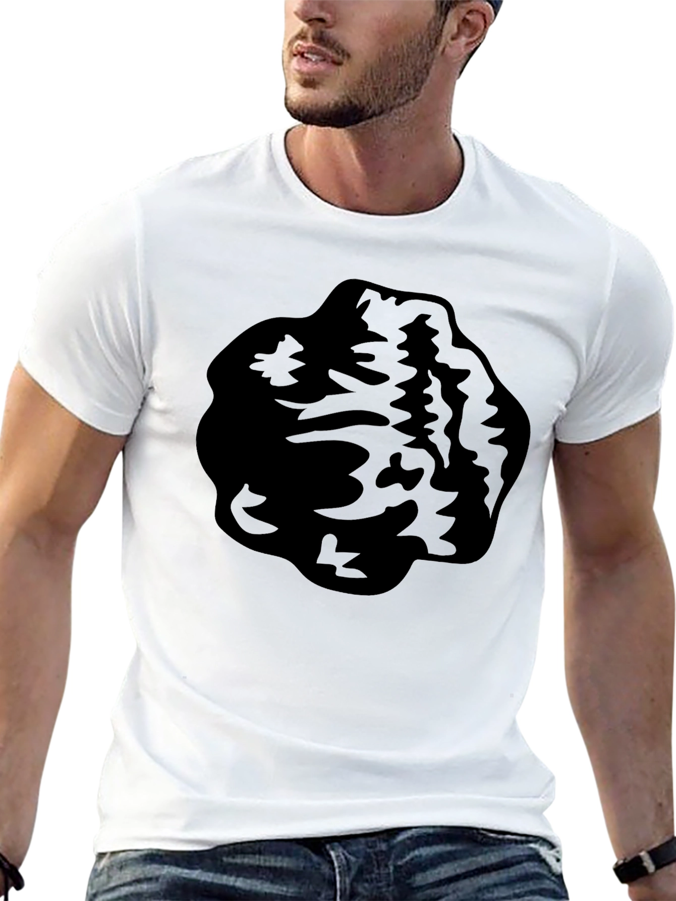 Black Graphic Tee - Abstract Blob Design