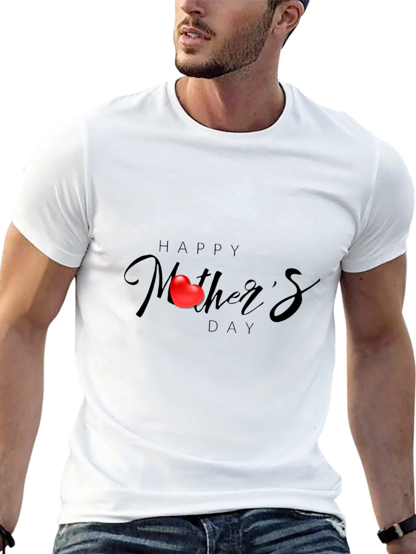 Happy Mothers Day T-Shirt - Heart Design Soft Fabric