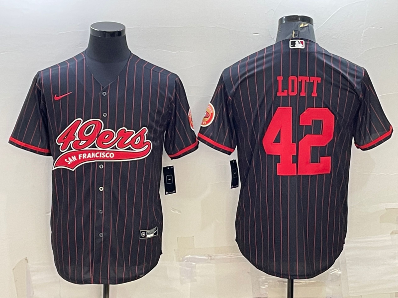 Men's San Francisco 49ers Ronnie Lott #42 Black Player Jerseys Joint Edition