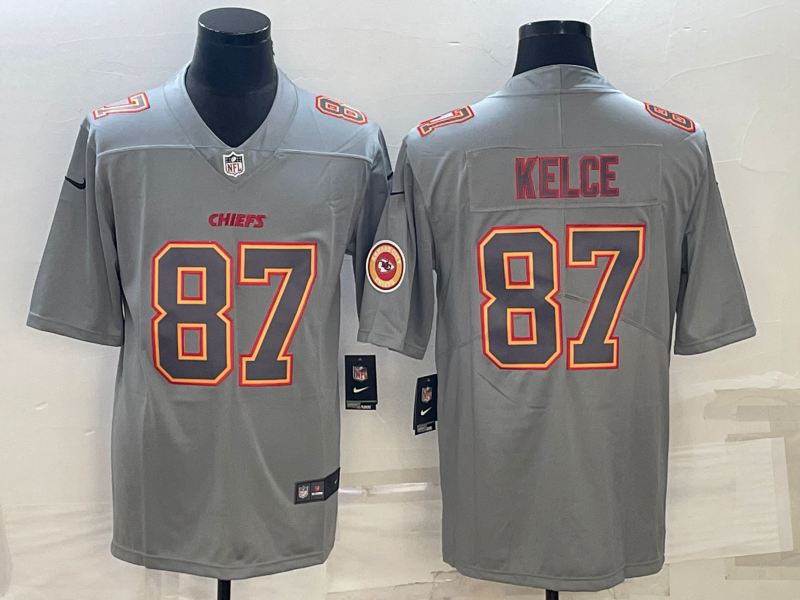 Men's Kansas City Chiefs Travis Kelce #87 Grey Game Jerseys