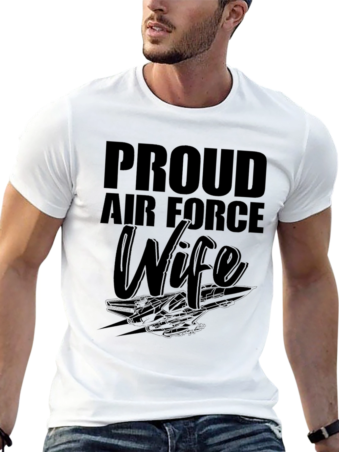 Proud Air Force Wife Graphic Tee - Black