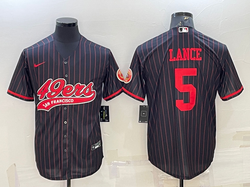 Men's San Francisco 49ers Trey Lance #5 Black Player Jerseys Joint Edition