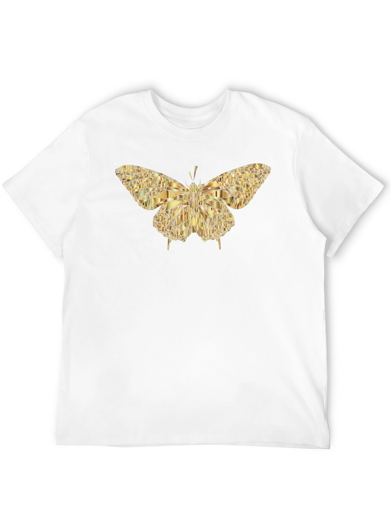 Geometric Gold Butterfly Graphic Tee - Modern Style