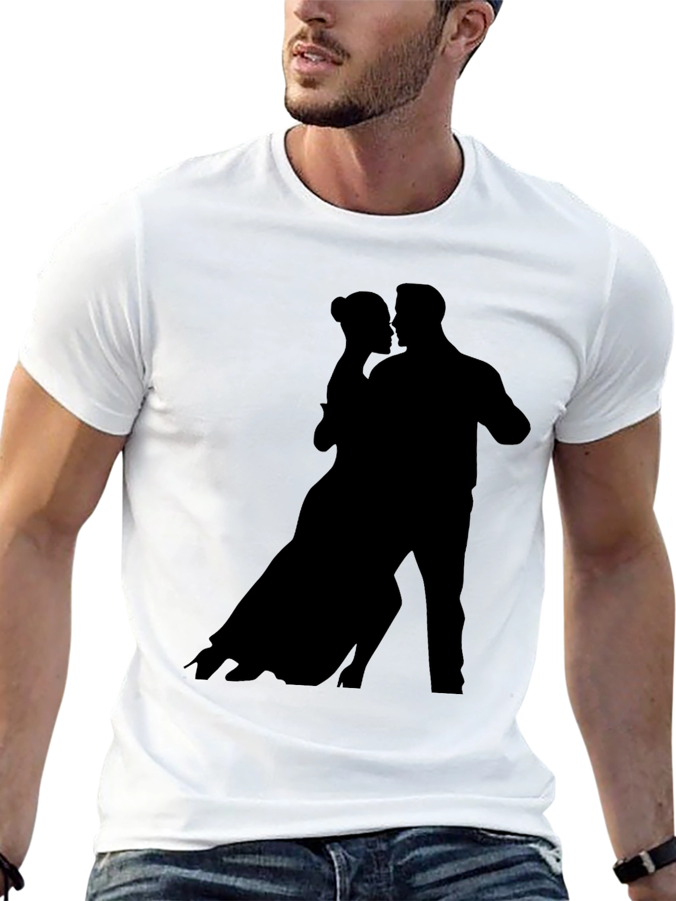 Silhouette Dancing Couple Black Tee Shirt