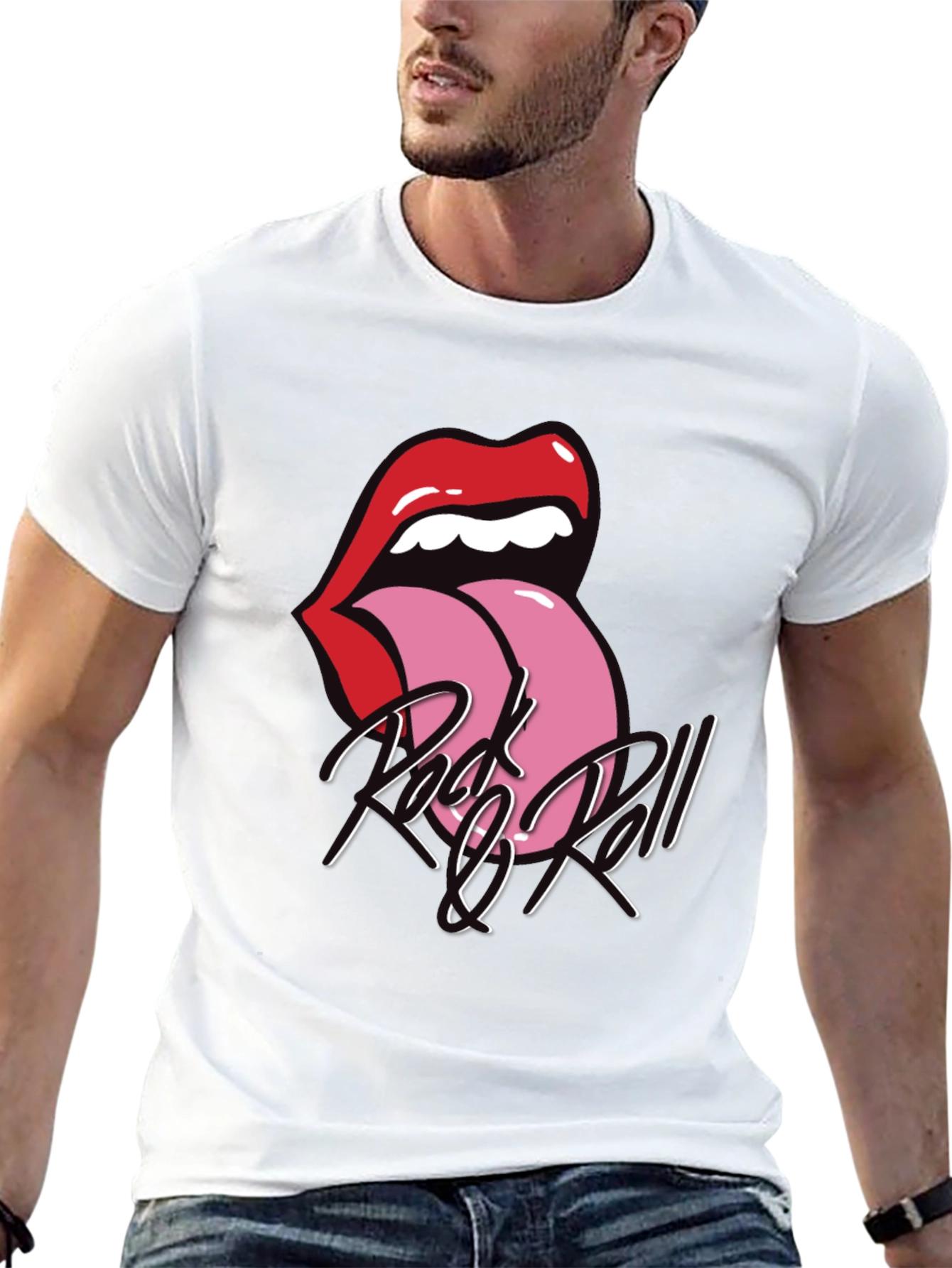 Rock and Roll Tongue Graphic Tee - Black