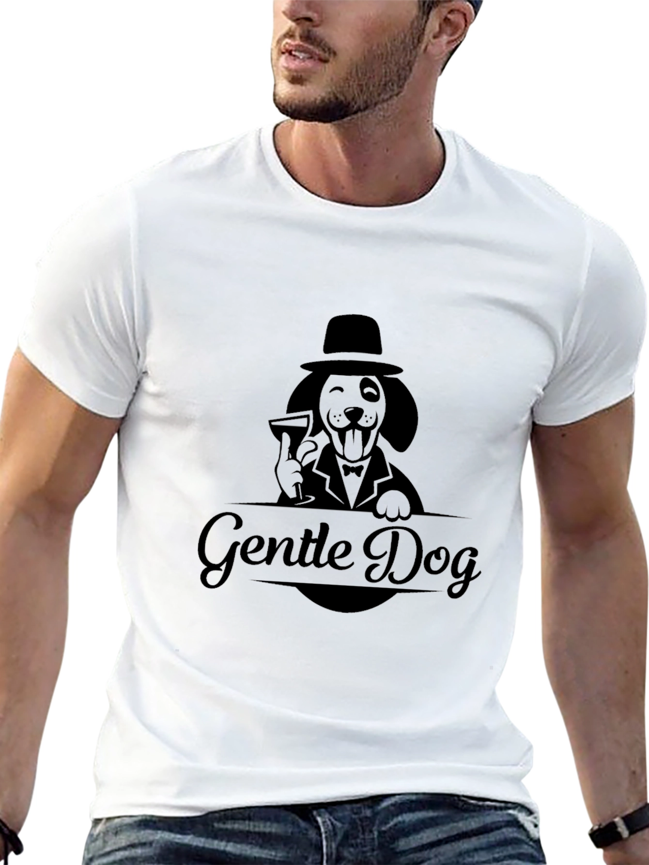 Gentle Dog Graphic Tee - Elegant Canine Design