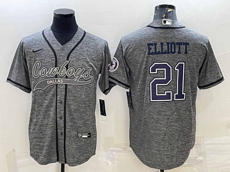 Men's Dallas Cowboys Ezekiel Elliott #21 Gray Player Jerseys Joint Edition