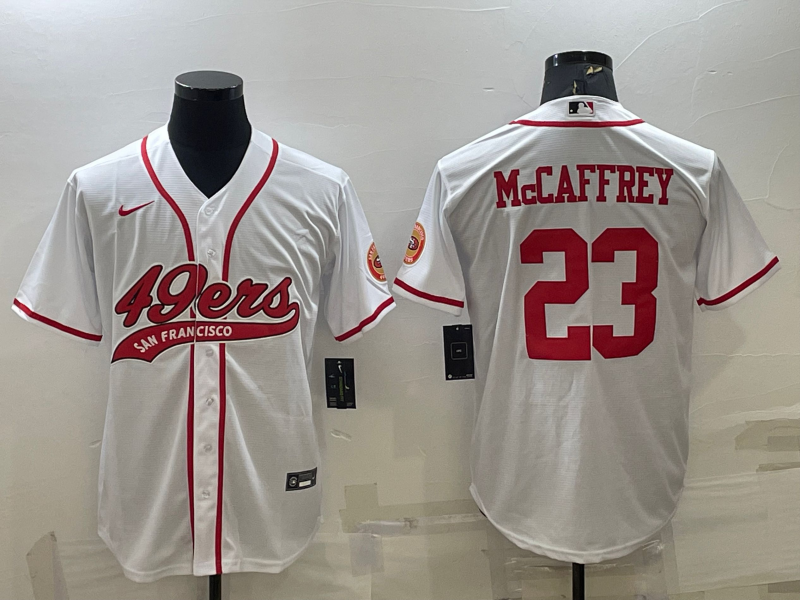 Men's San Francisco 49ers Christian McCaffrey #23 White Game Jerseys Joint Edition