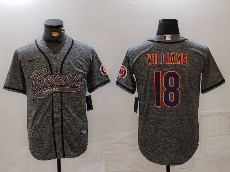 Men's Chicago Bears Caleb Williams #18 Gray Game Jerseys