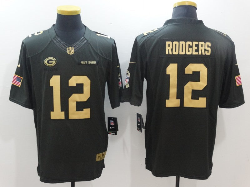 Men's Green Bay Packers Aaron Rodgers #12 Black Authentic Game Jerseys