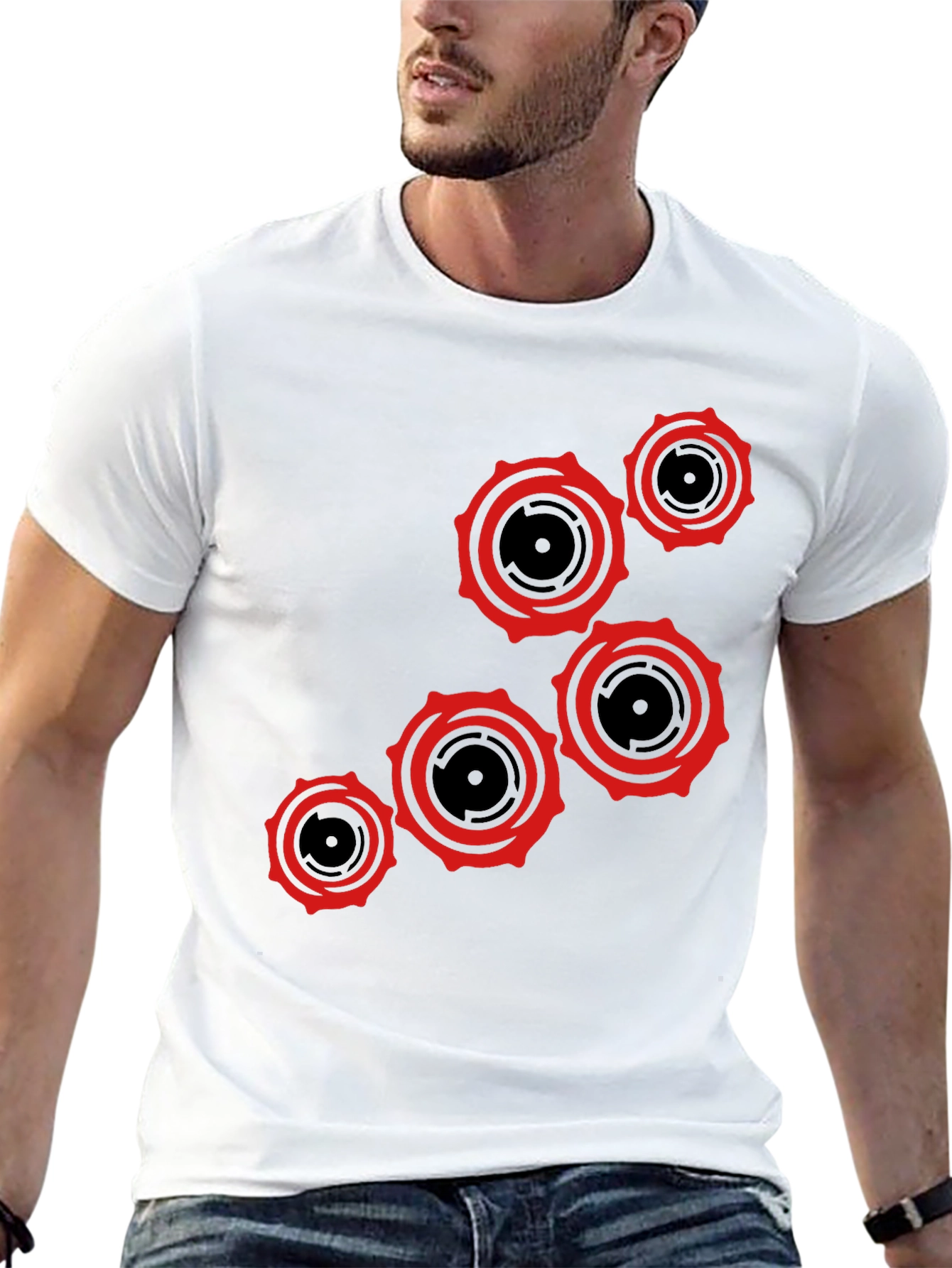Modern Geometric Graphic Print Black T-Shirt