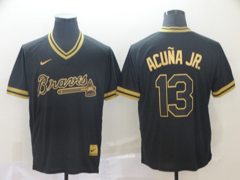 Men's Atlanta Braves Ronald Acuna Jr. #13 Black Replica Jerseys