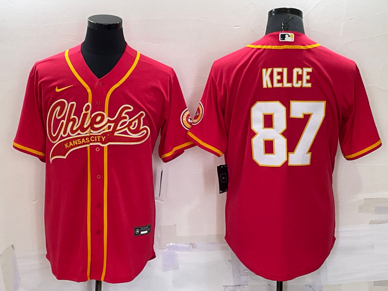 Men's Kansas City Chiefs Travis Kelce #87 Red Game Jerseys Joint Edition