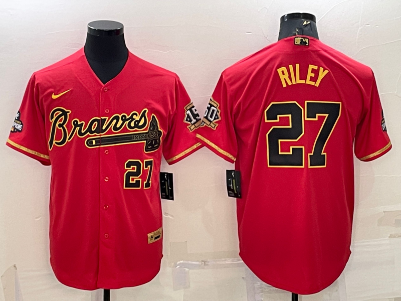 Men's Atlanta Braves Austin Riley #27 Red Replica Game Jerseys