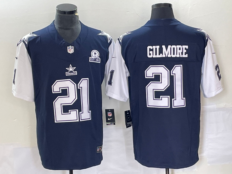 Men's Dallas Cowboys Stephon Gilmore #21 Navy Game Jerseys