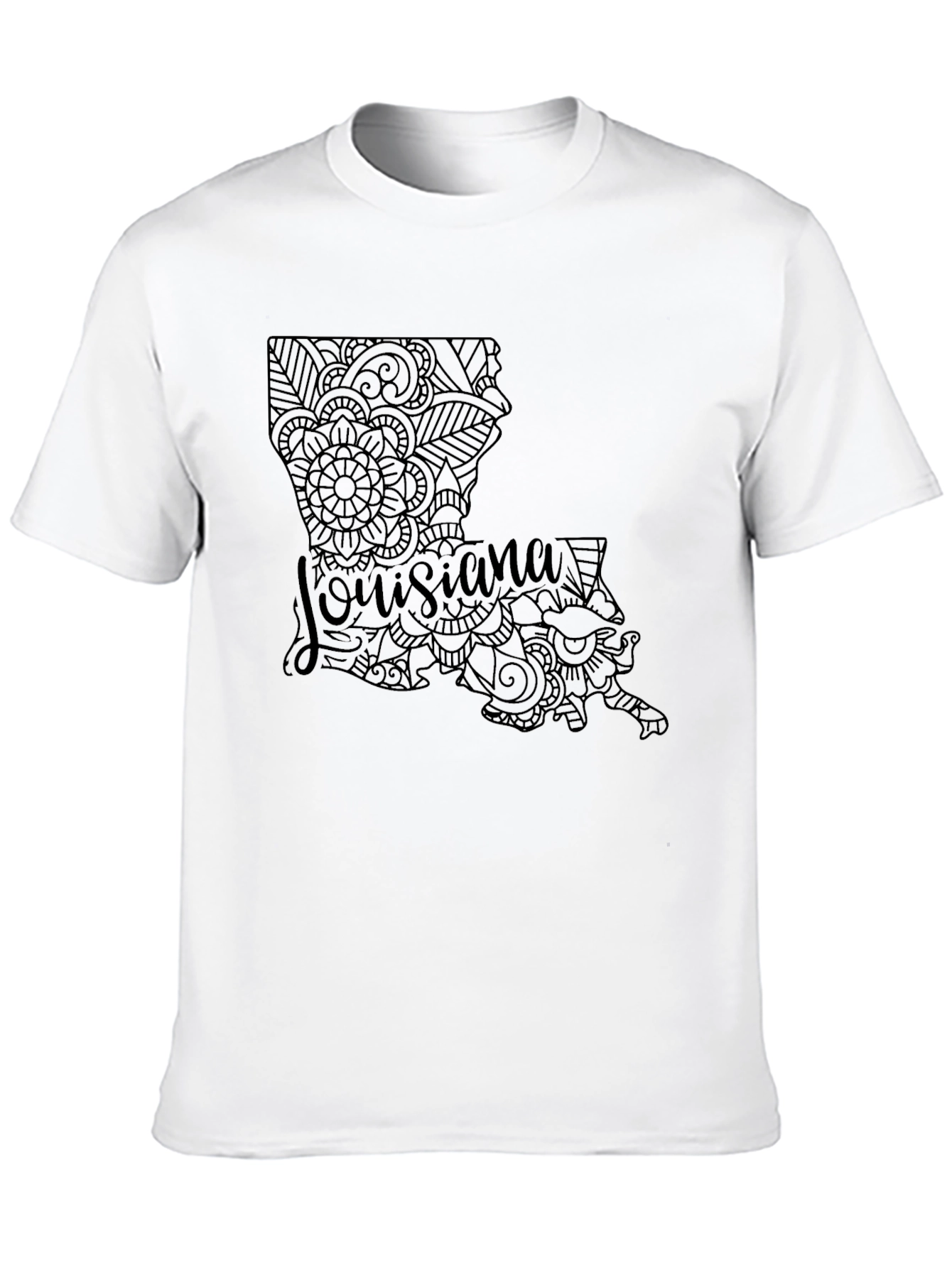 Louisiana State Mandala Design Black T-Shirt