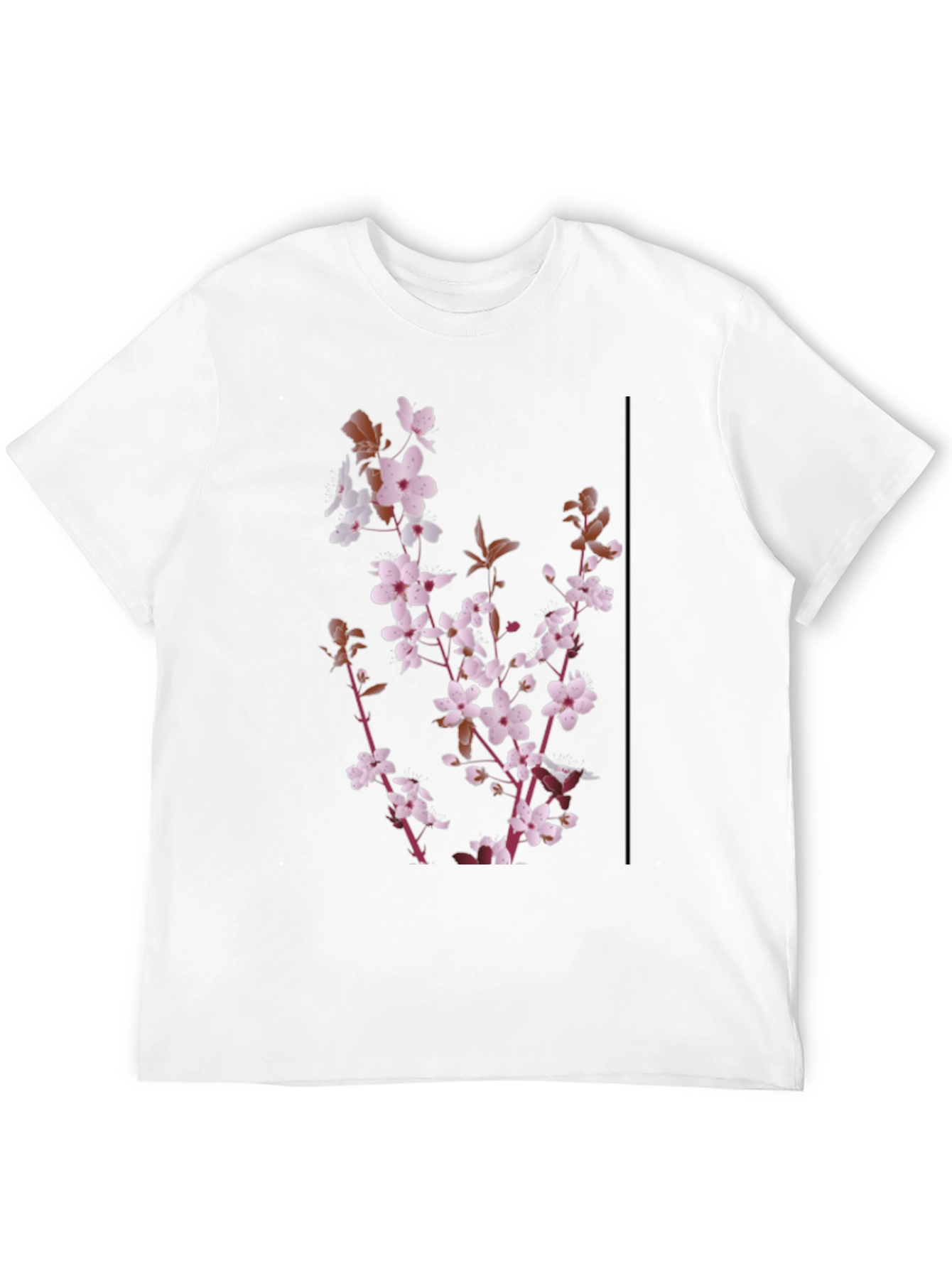 Floral Print Mens Black T-Shirt