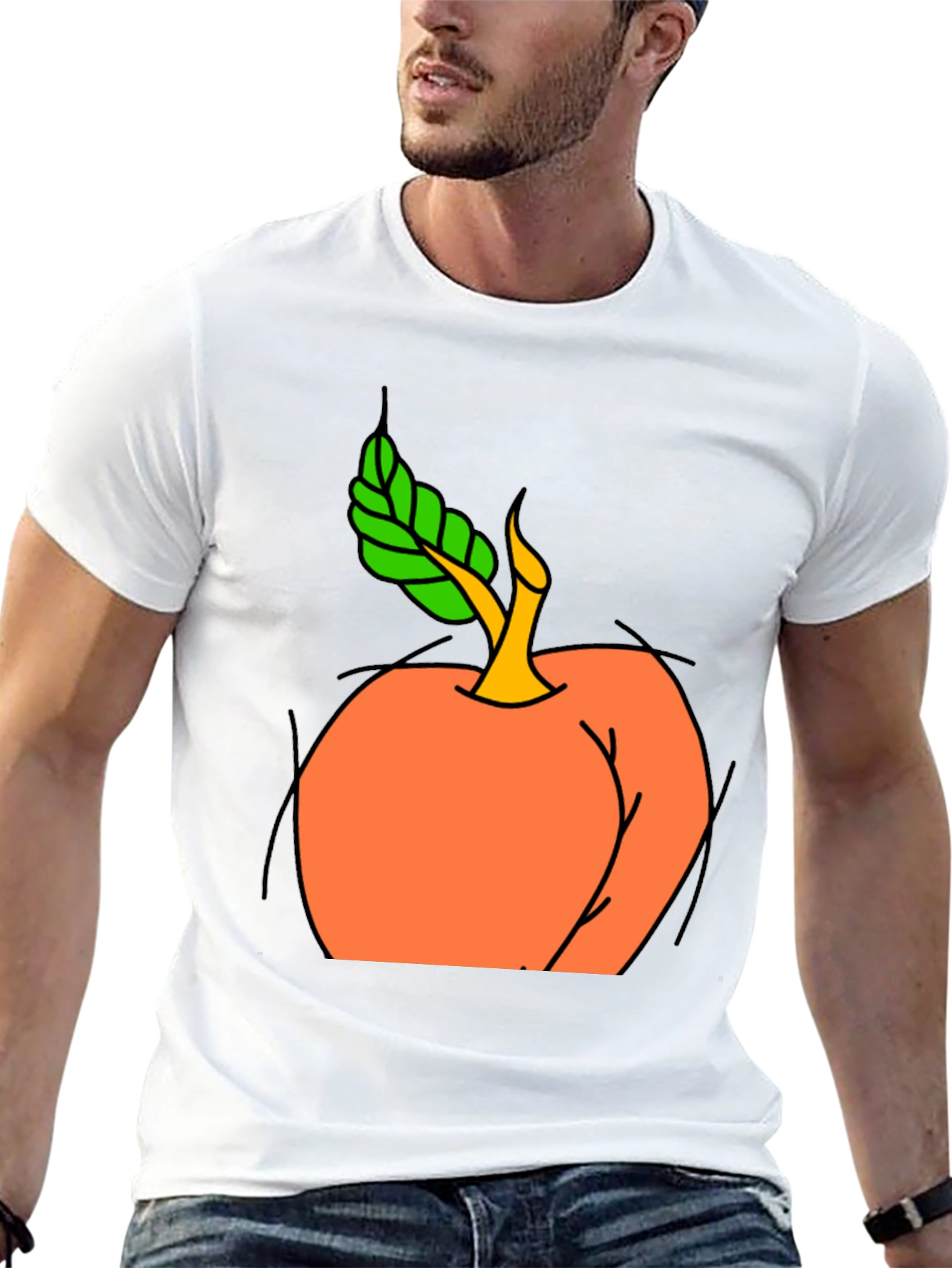 Peach Graphic Black T-Shirt