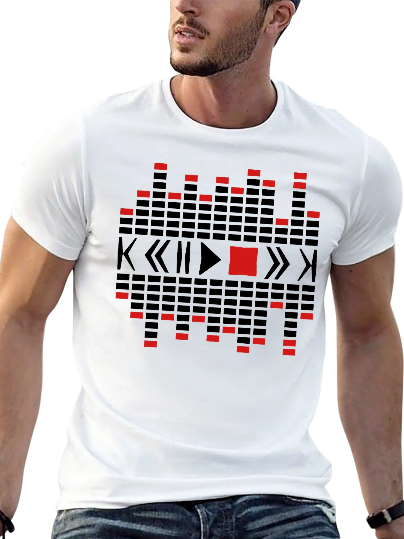 Abstract Graphic Black Crewneck T-shirt
