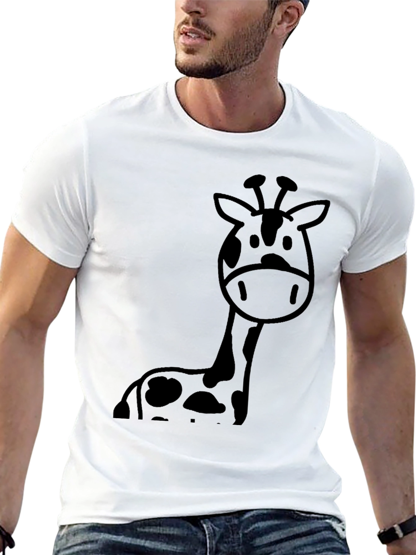 Giraffe Graphic Tee - Casual Black T-Shirt