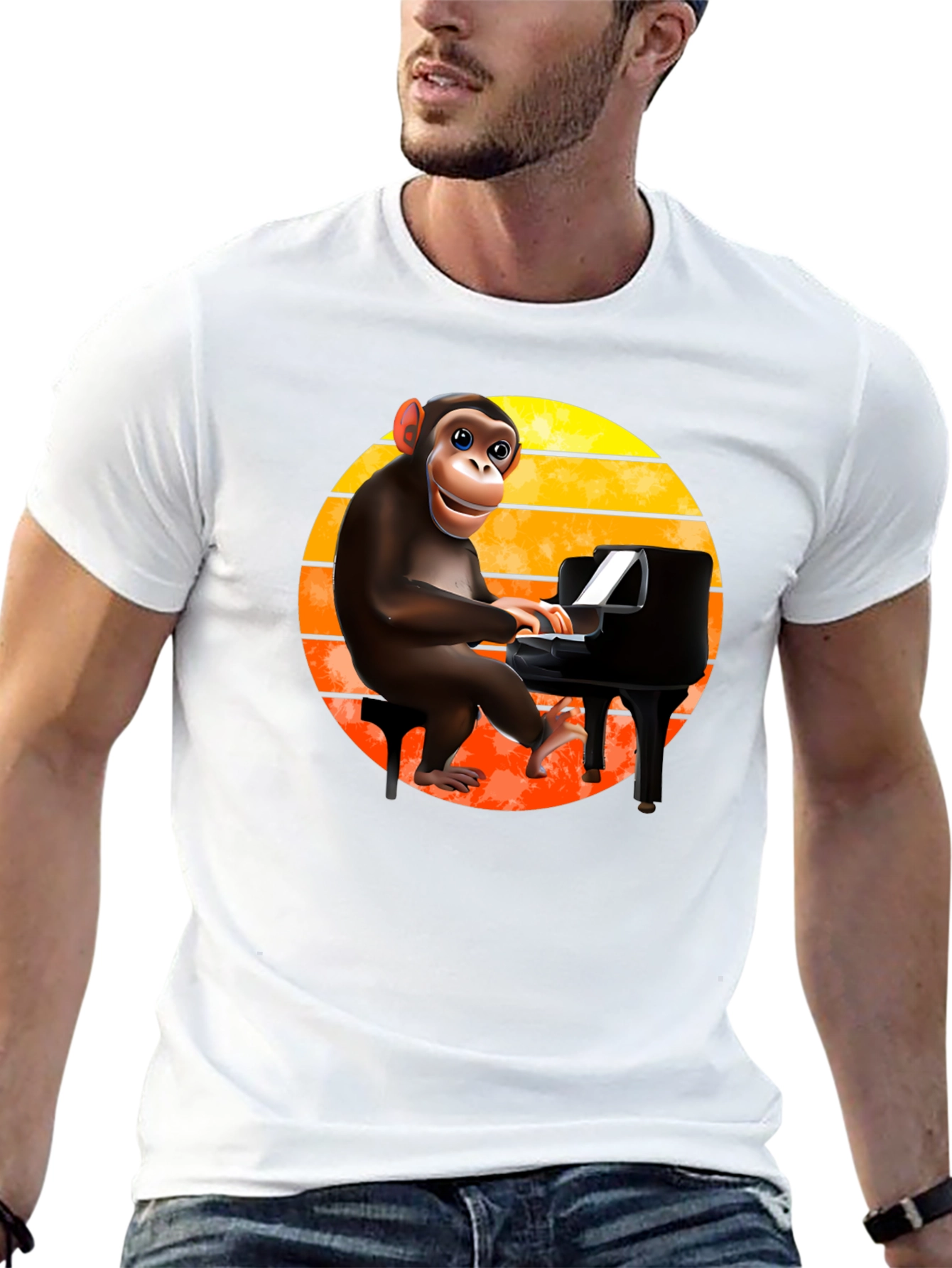 Monkey Playing Piano T-Shirt