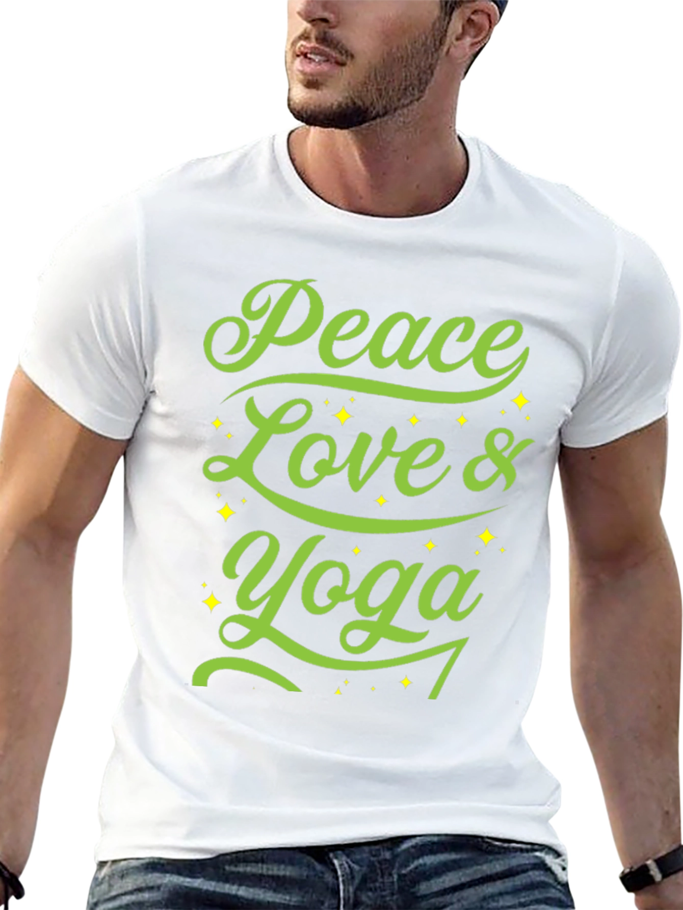 Peace Love Yoga Graphic T-Shirt - Black