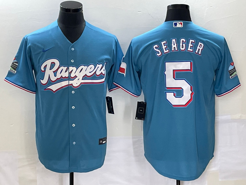 Men's Texas Rangers Corey Seager #5 Blue Replica Player Jerseys