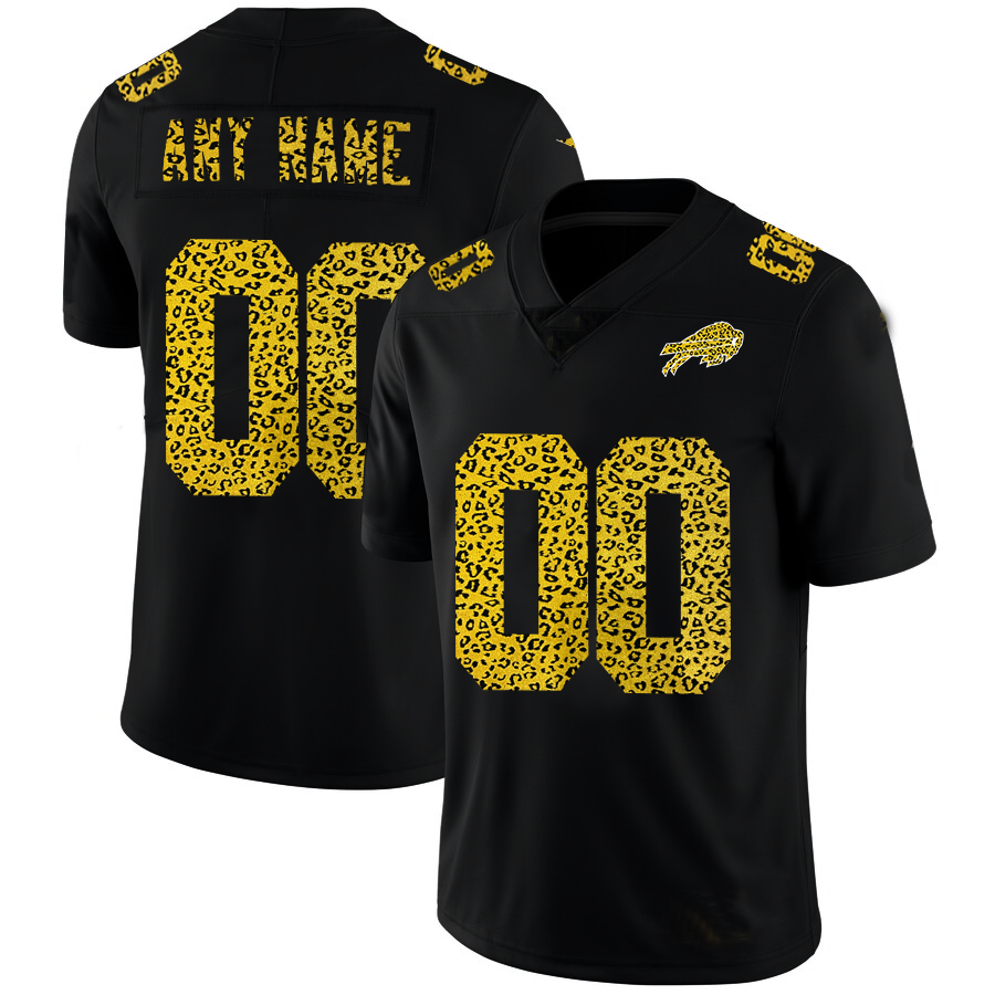 Custom1 Buffalo Bills Leopard Print Fashion Vapor Limited Jerseys Black Stitched American Football Jerseys