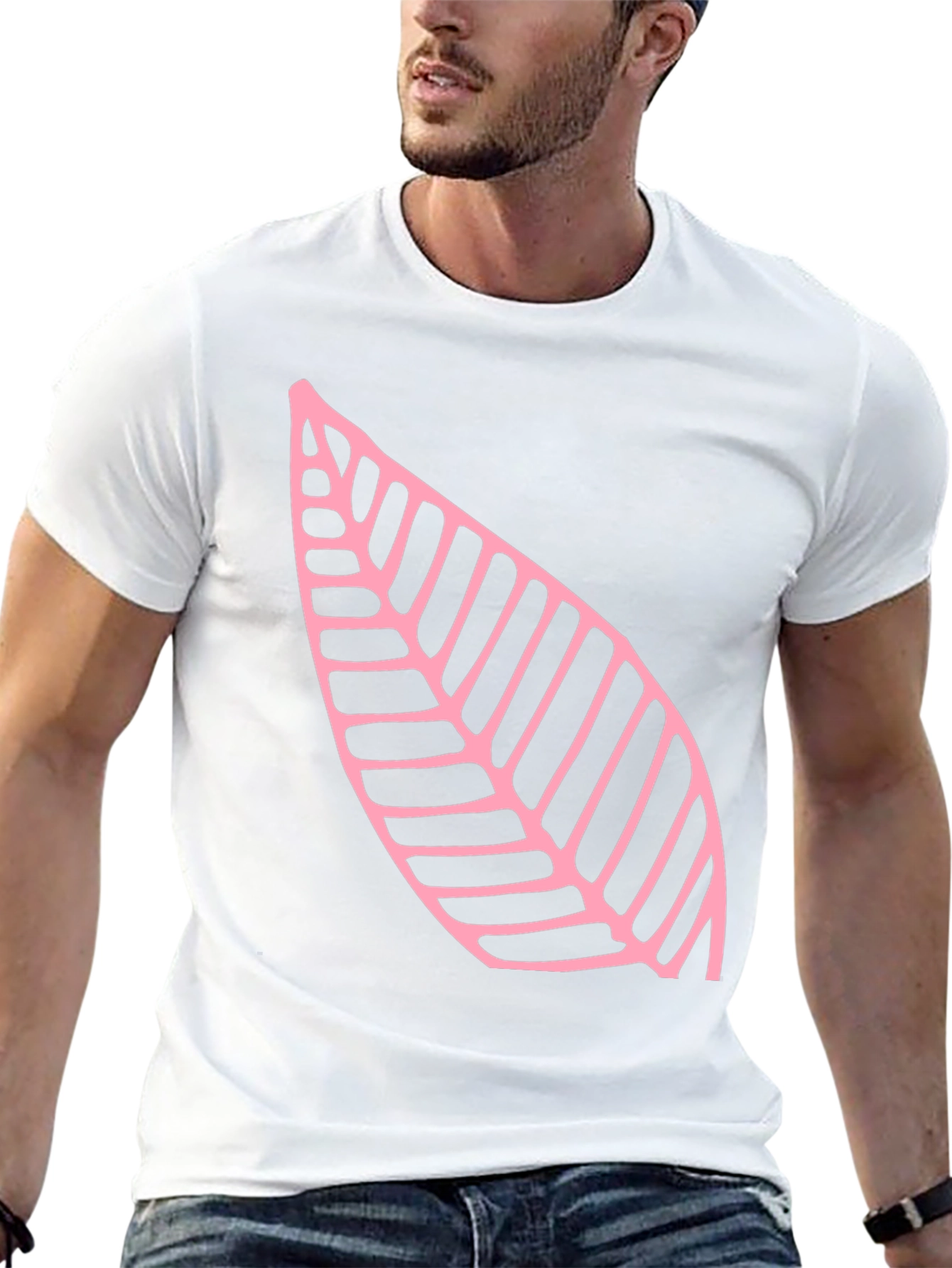 Leaf Print Black T-Shirt