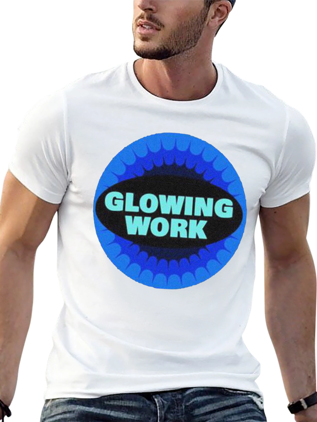 Glowing Work Graphic Tee - Retro Style