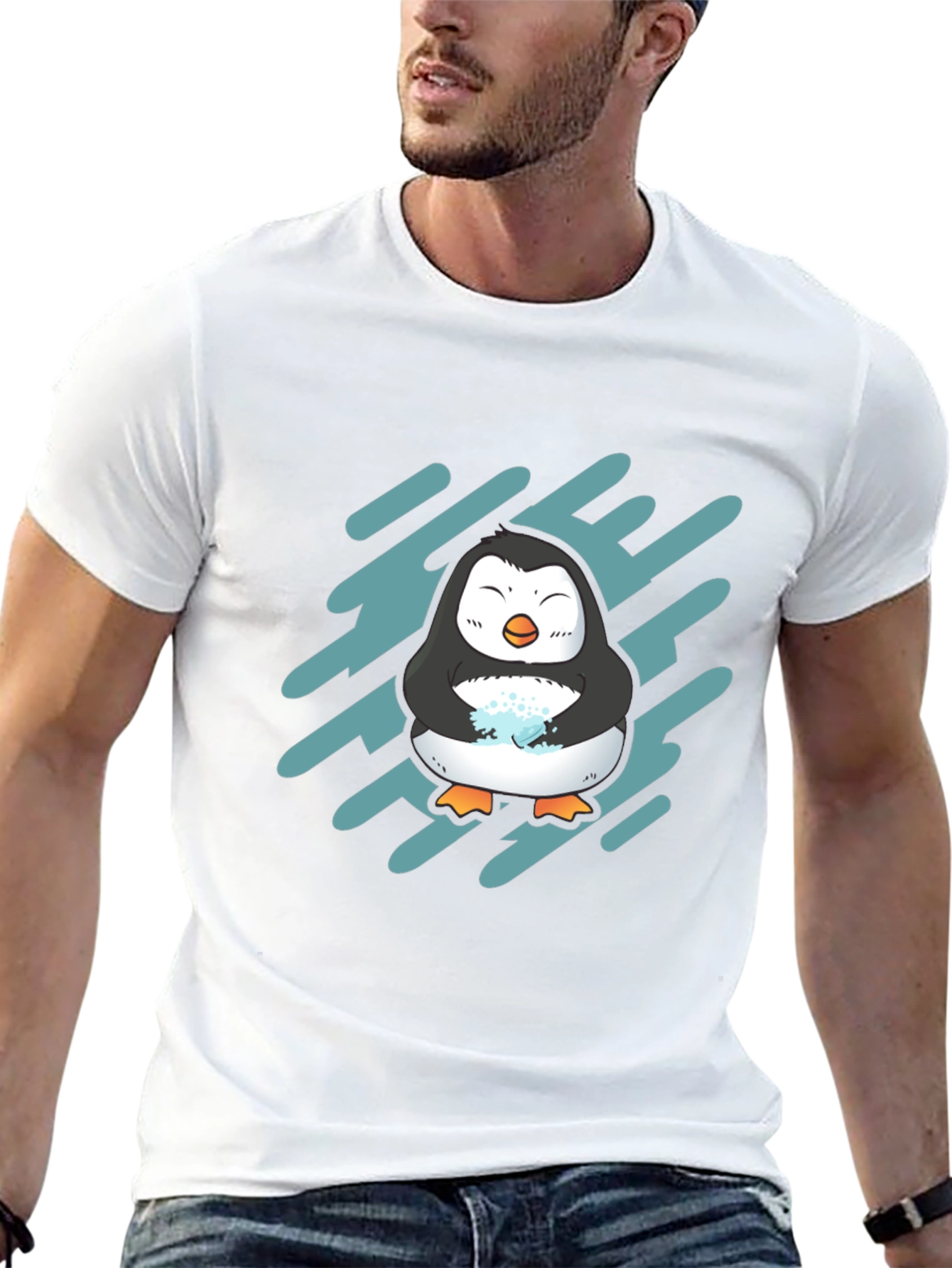 Cute Penguin Graphic Tee - Black Unisex T-Shirt