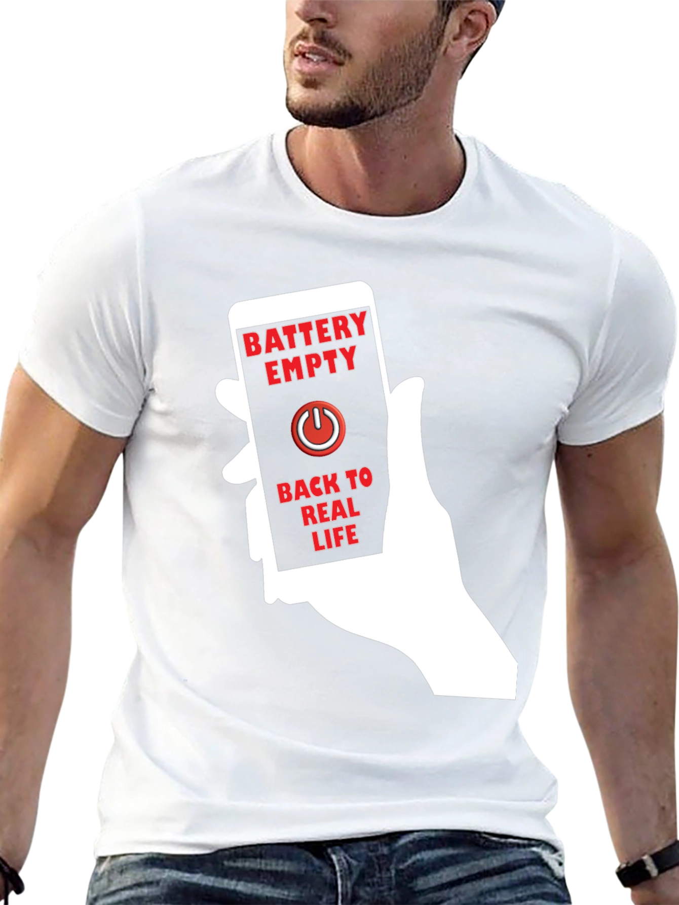 Battery Empty Back To Real Life Graphic Tee