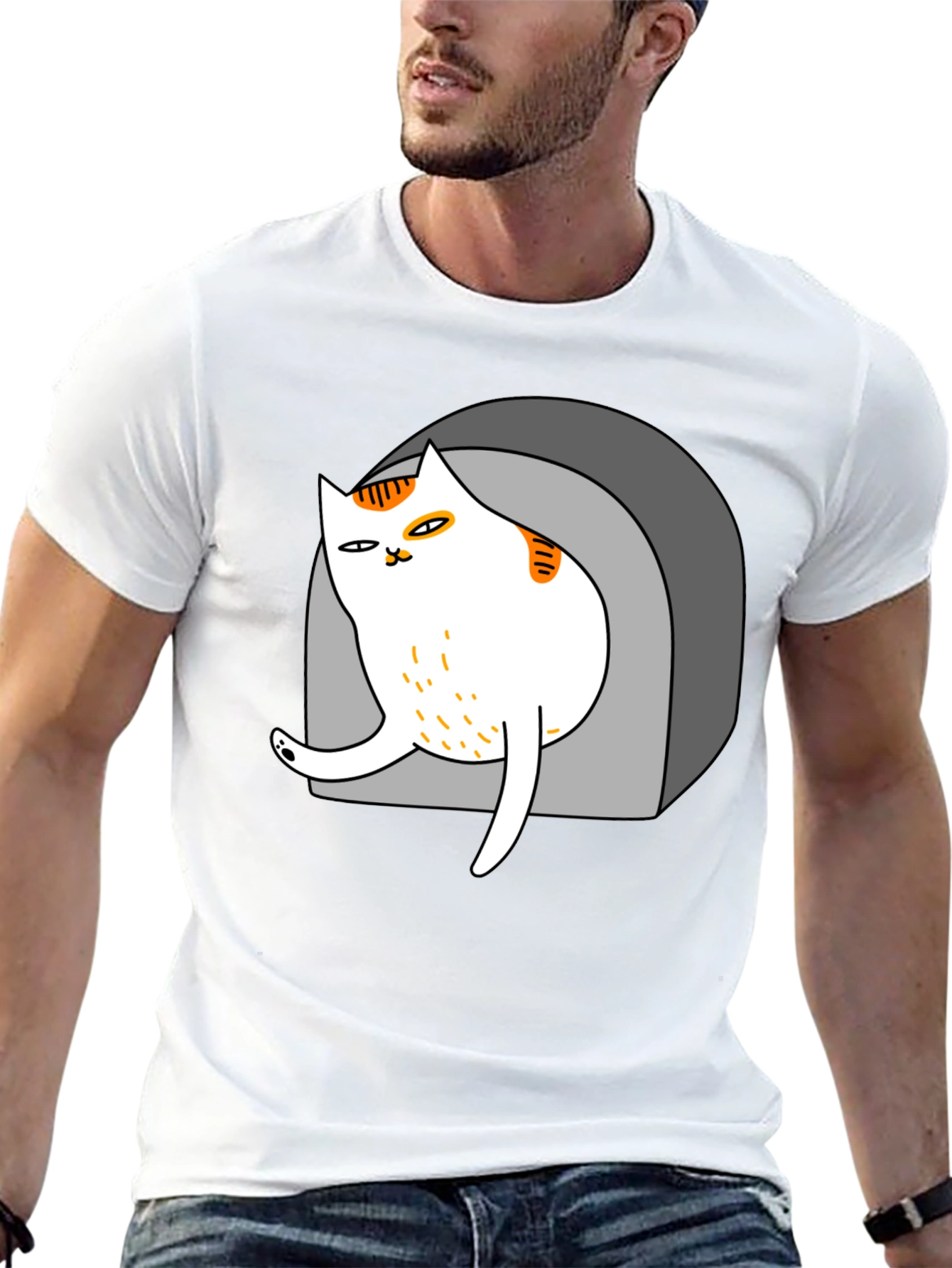 Cool Cat in Cave Graphic Tee - Black