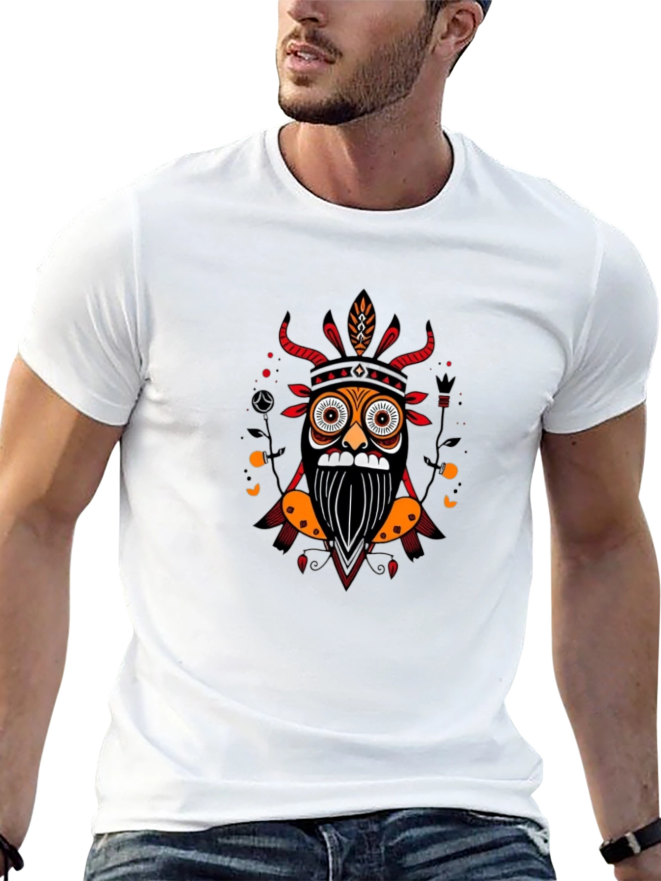 Tribal Mask Graphic Black T-Shirt