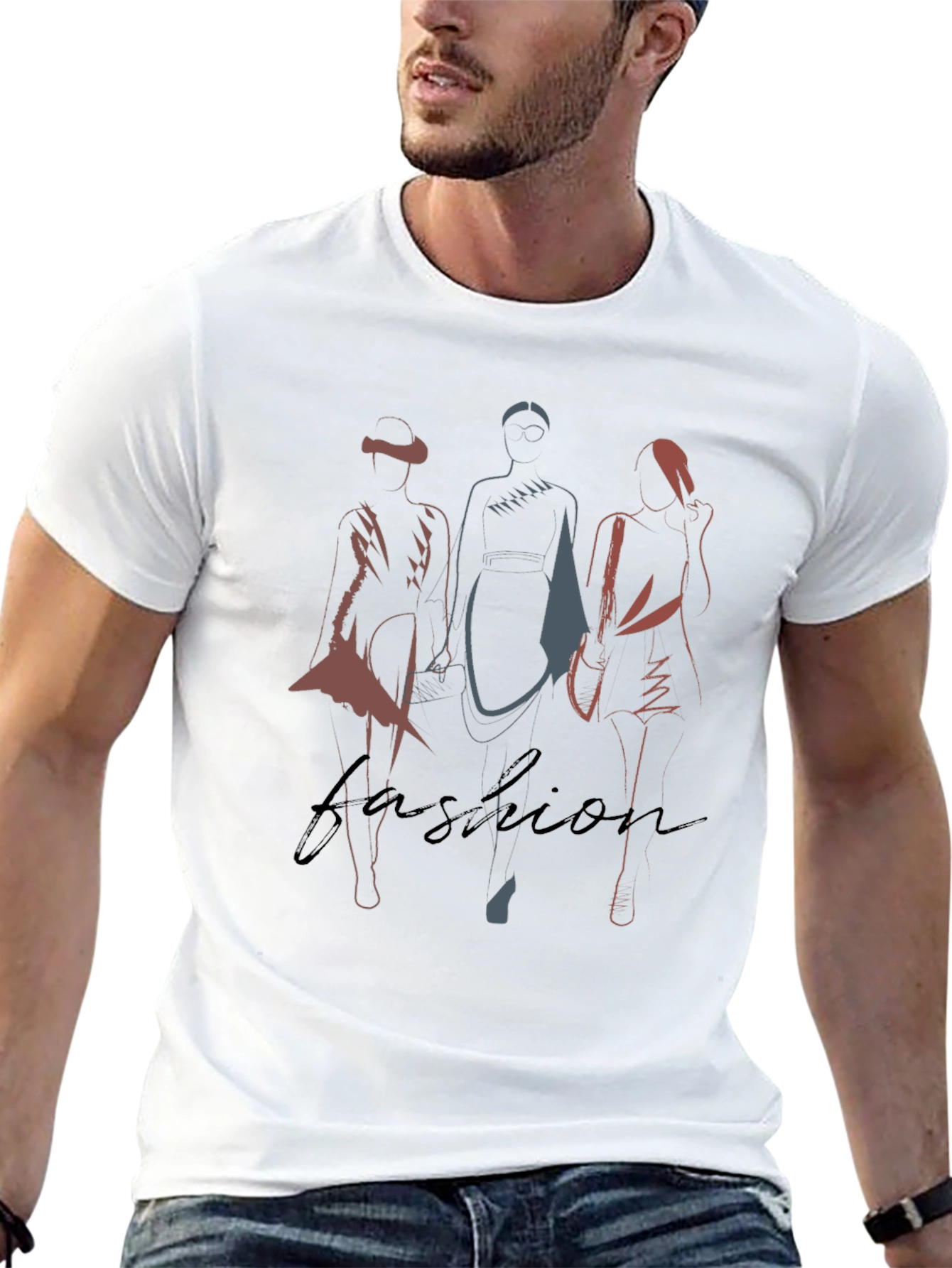 Fashion Silhouette Graphic Tee - Stylish Mens Black T-Shirt