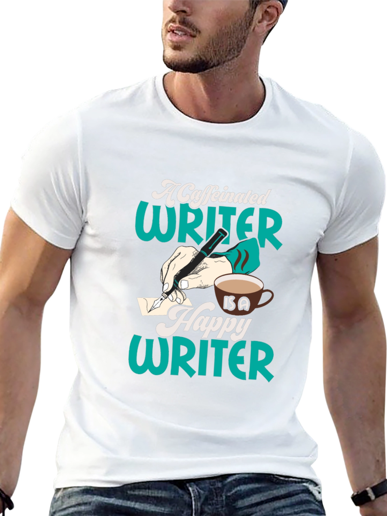 Caffeinated Writer Graphic Tee - Black