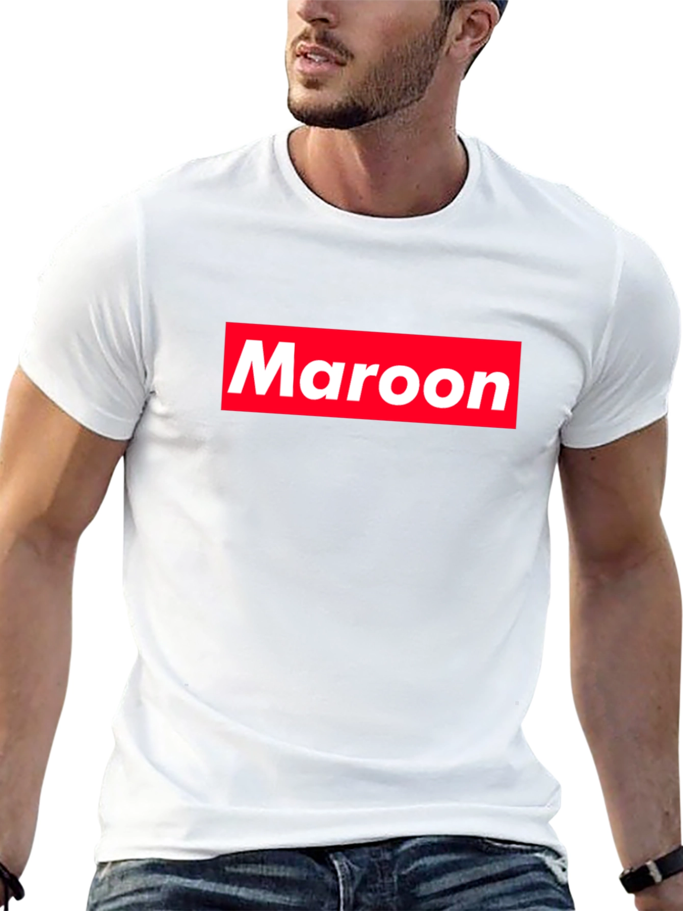 Maroon Box Logo Black T-Shirt