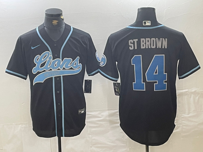 Men's Detroit Lions Amon-Ra St. Brown #14 Black Player Jerseys