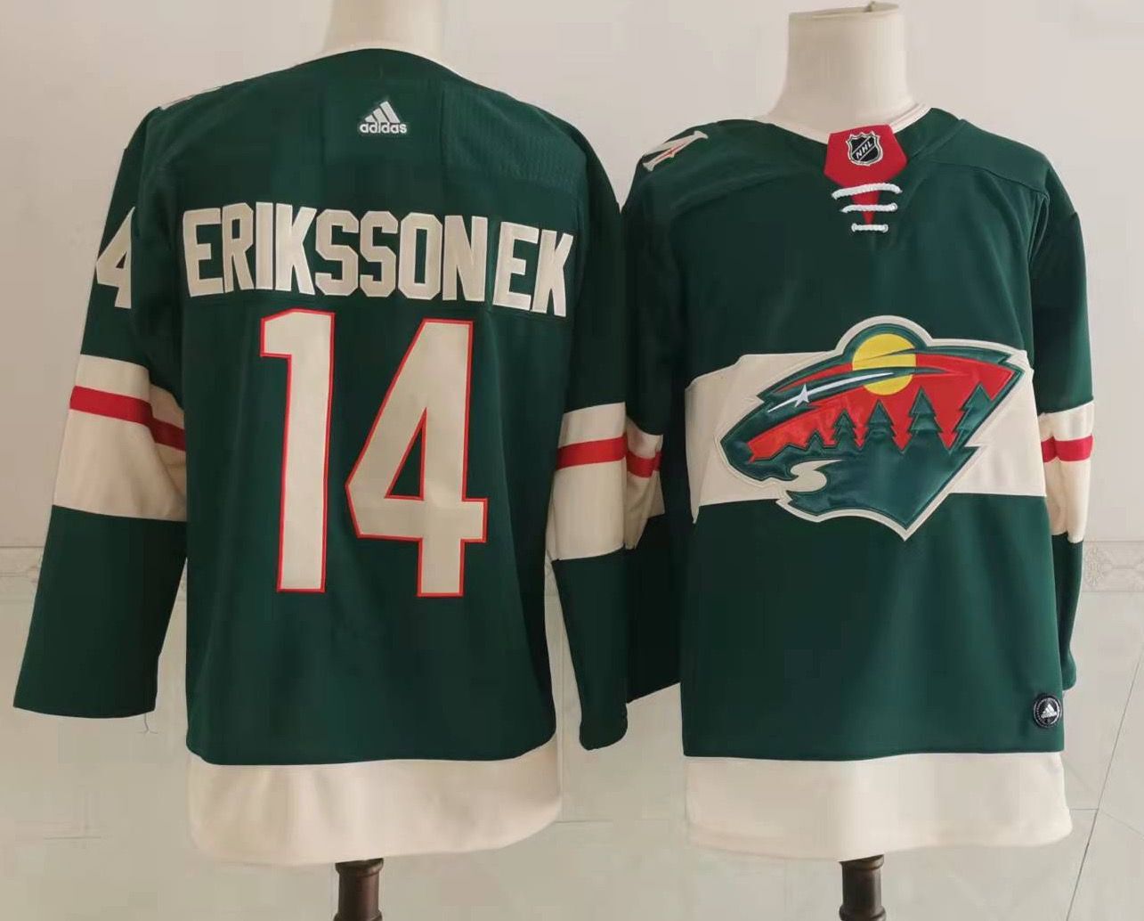 Men's Minnesota Wild Joel Eriksson Ek #14 Green Home Breakaway Player Jerseys