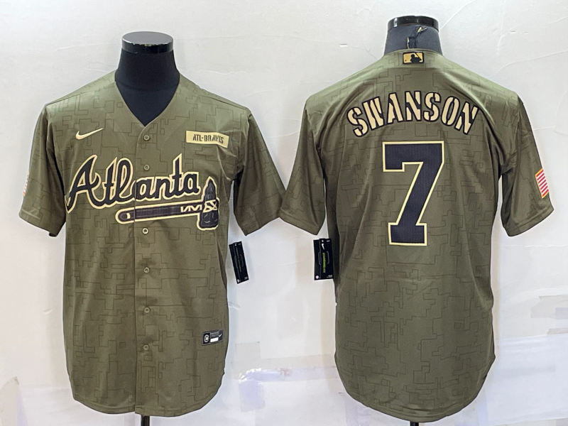 Men's Atlanta Braves Dansby Swanson #7 Brown Replica Player Jerseys