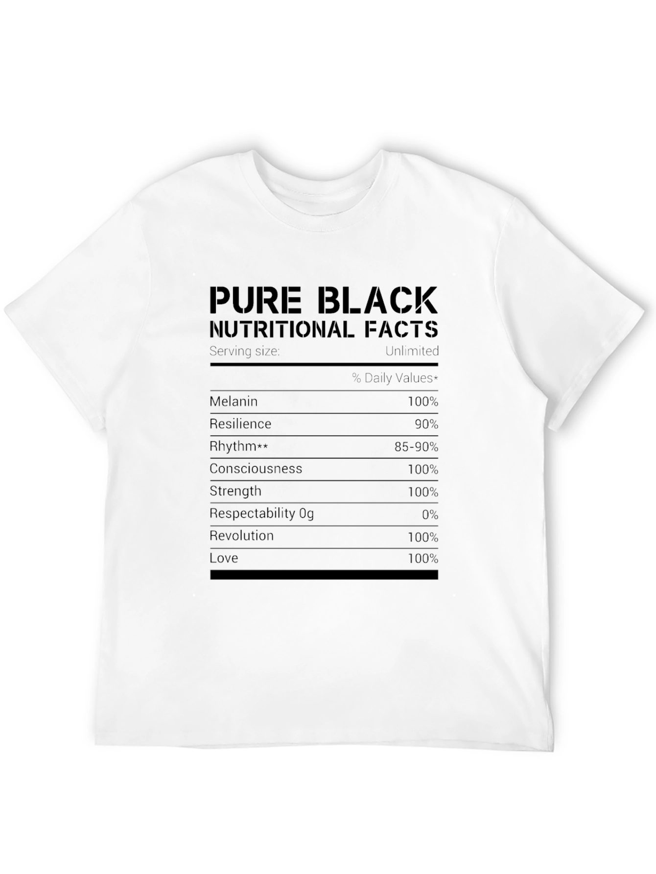 Pure Black Nutritional Facts T-Shirt