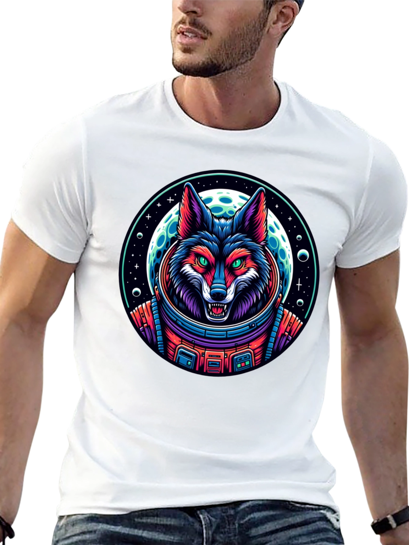 Astronaut Wolf Graphic T-Shirt