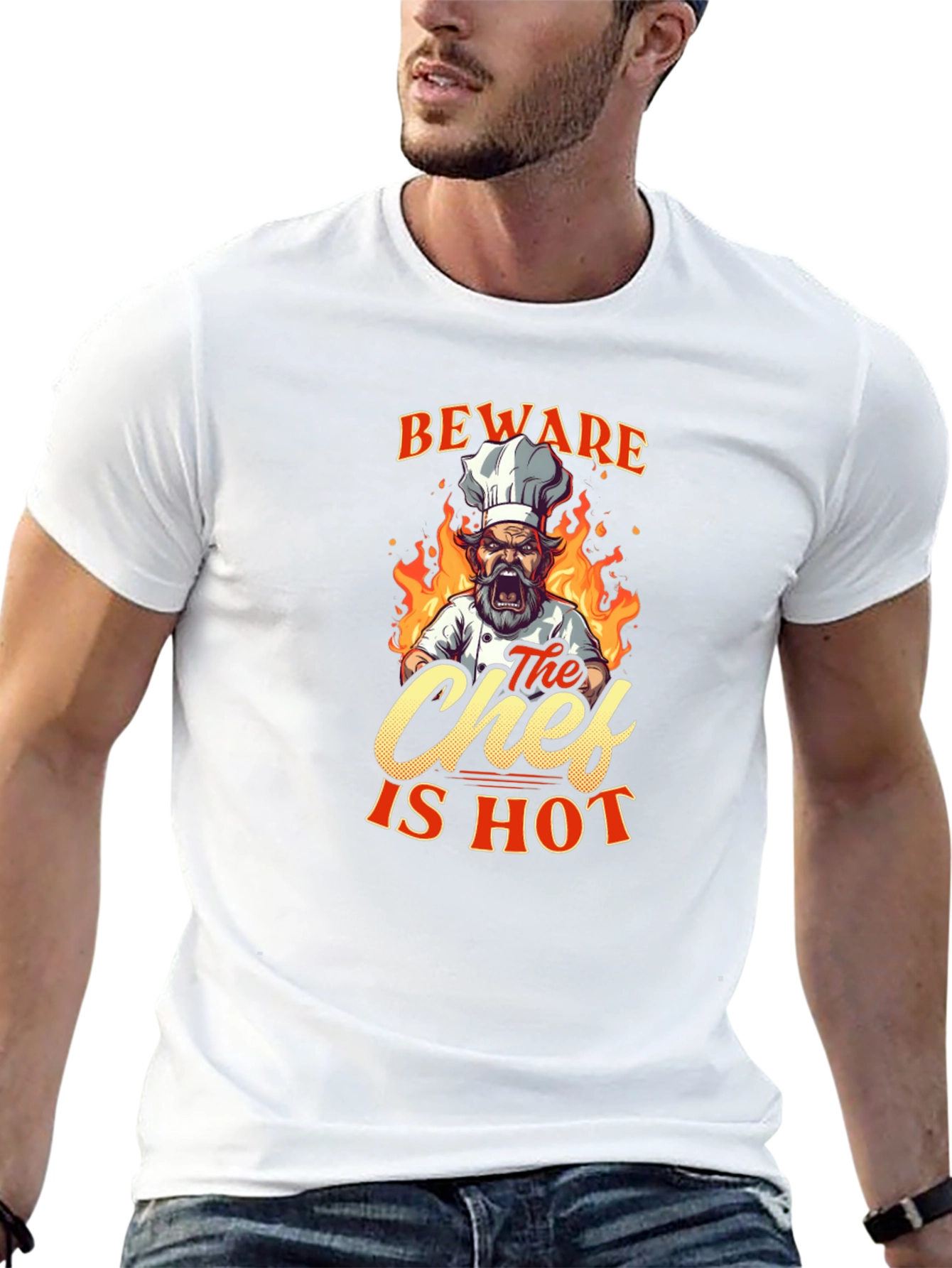 Beware The Chef Is Hot Black T-Shirt