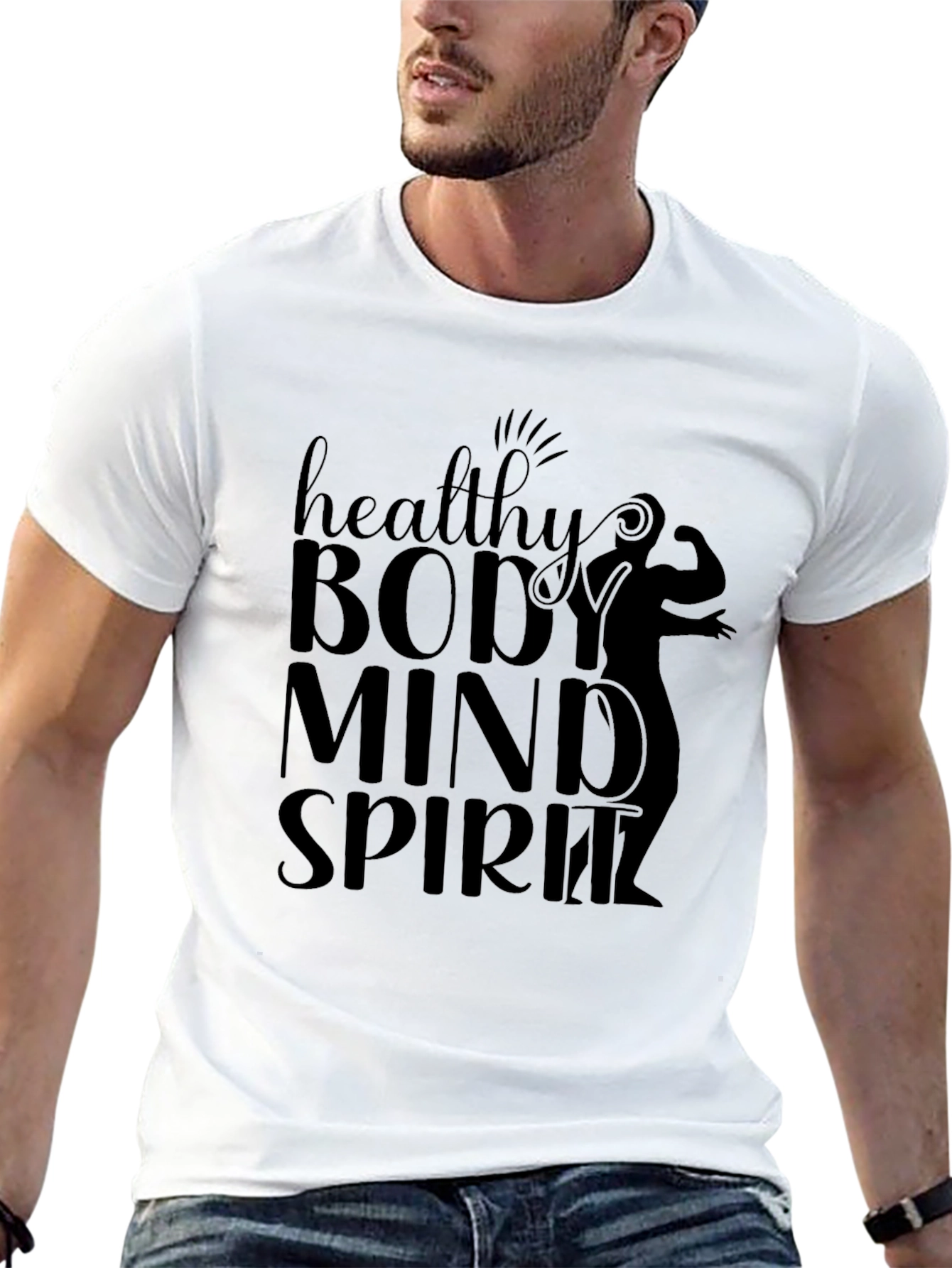 Healthy Body Mind Spirit Black Graphic Tee