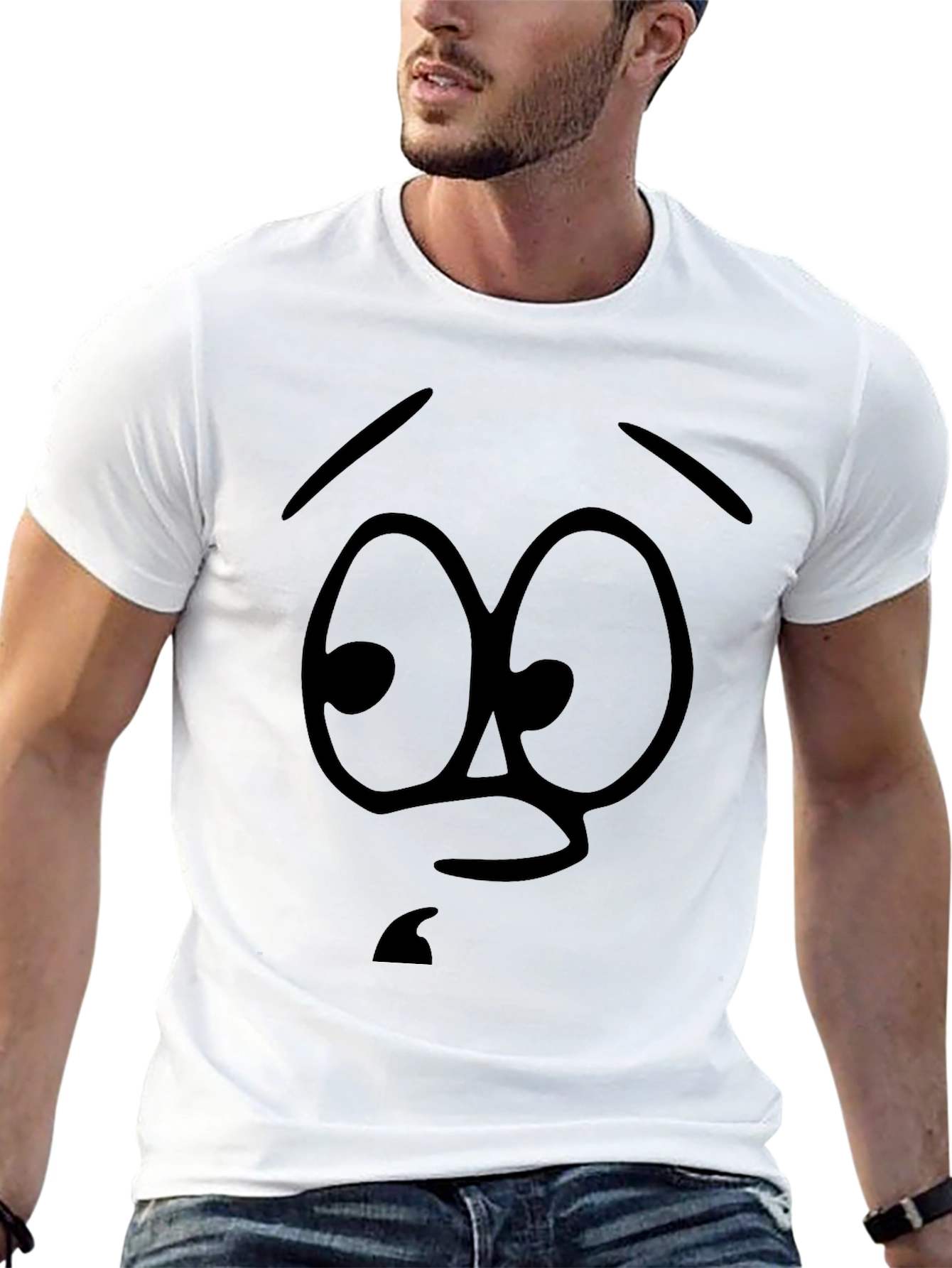 Cartoon Face Graphic Black T-Shirt