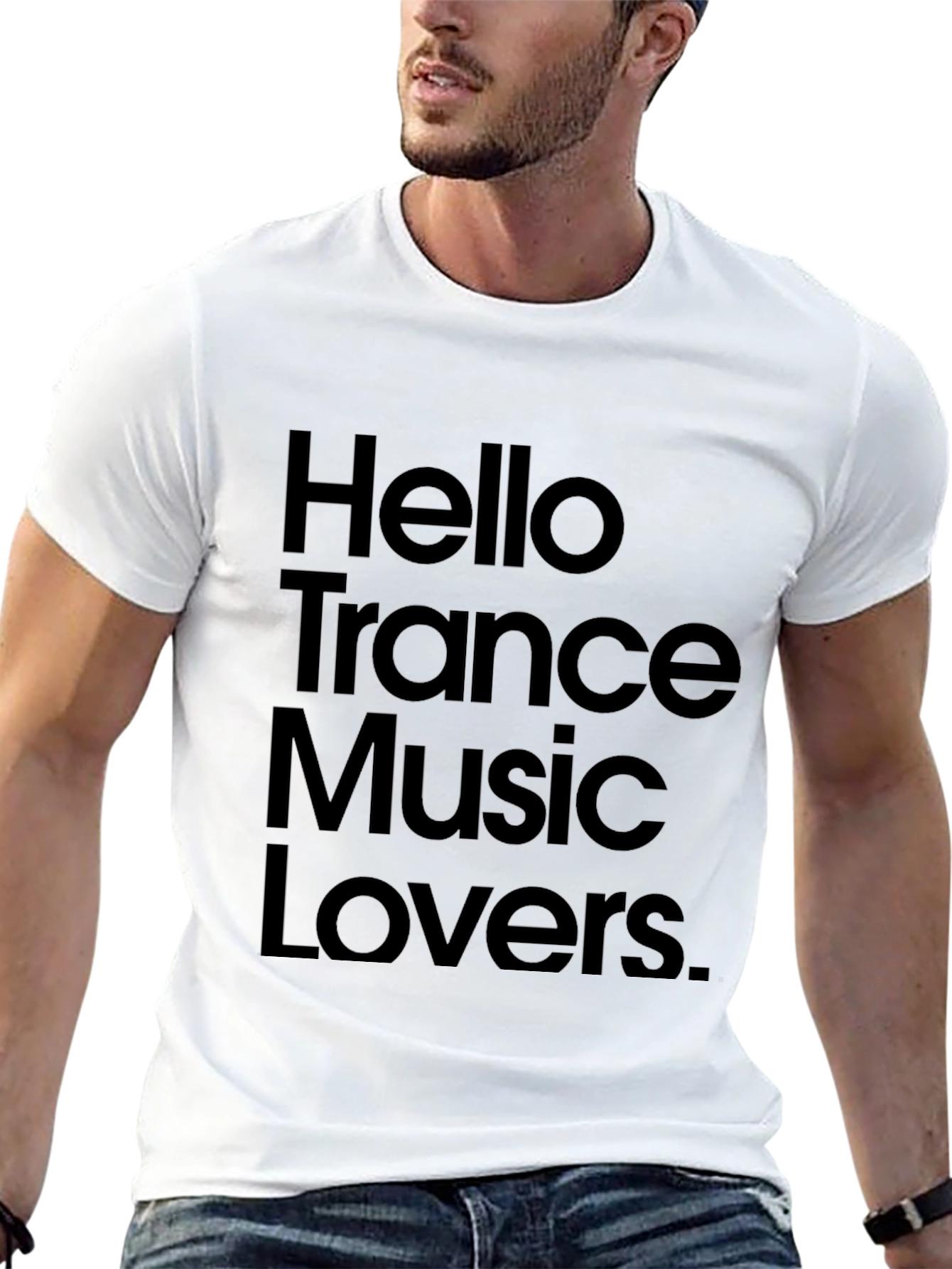Hello Trance Music Lovers Black Graphic T-Shirt