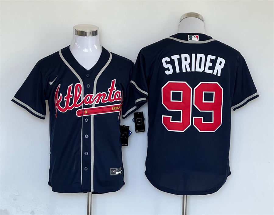 Men's Atlanta Braves Spencer Strider #99 Navy Alternate Replica Player Jerseys