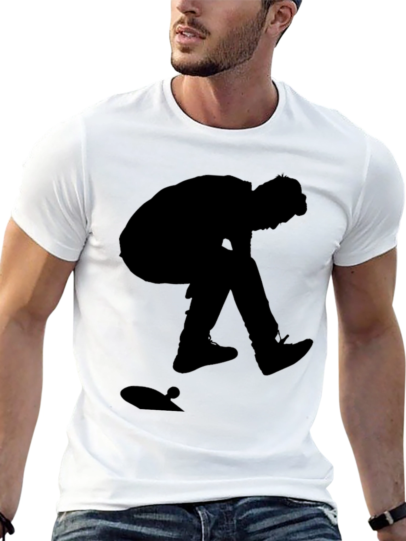 Silhouette Skater Graphic Tee - Classic Black Cotton T-Shirt