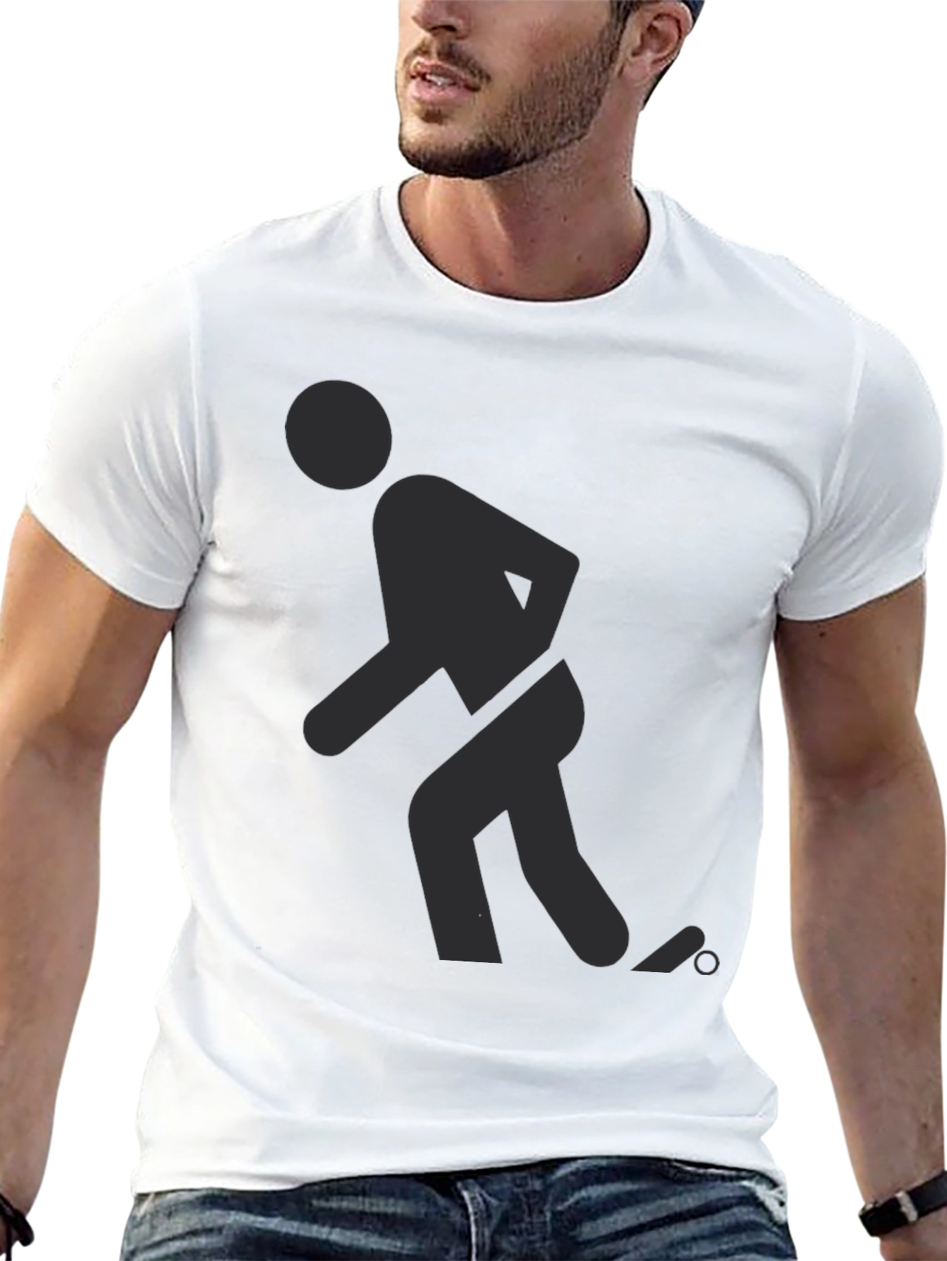 Funny T-Shirt Black Humor Bowler Stick Figure Design